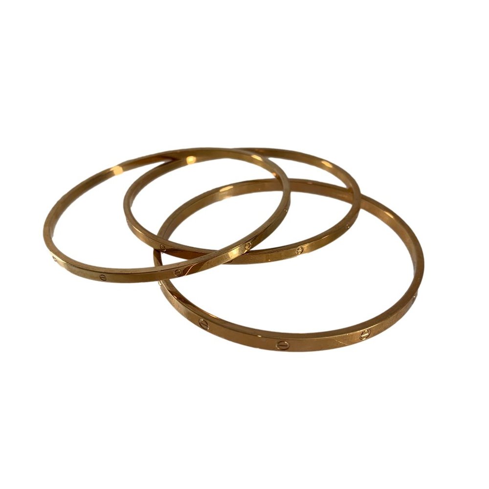 Lot of 3 Copper Colored Bangle Bracelets Stackable Circle Details Unbranded